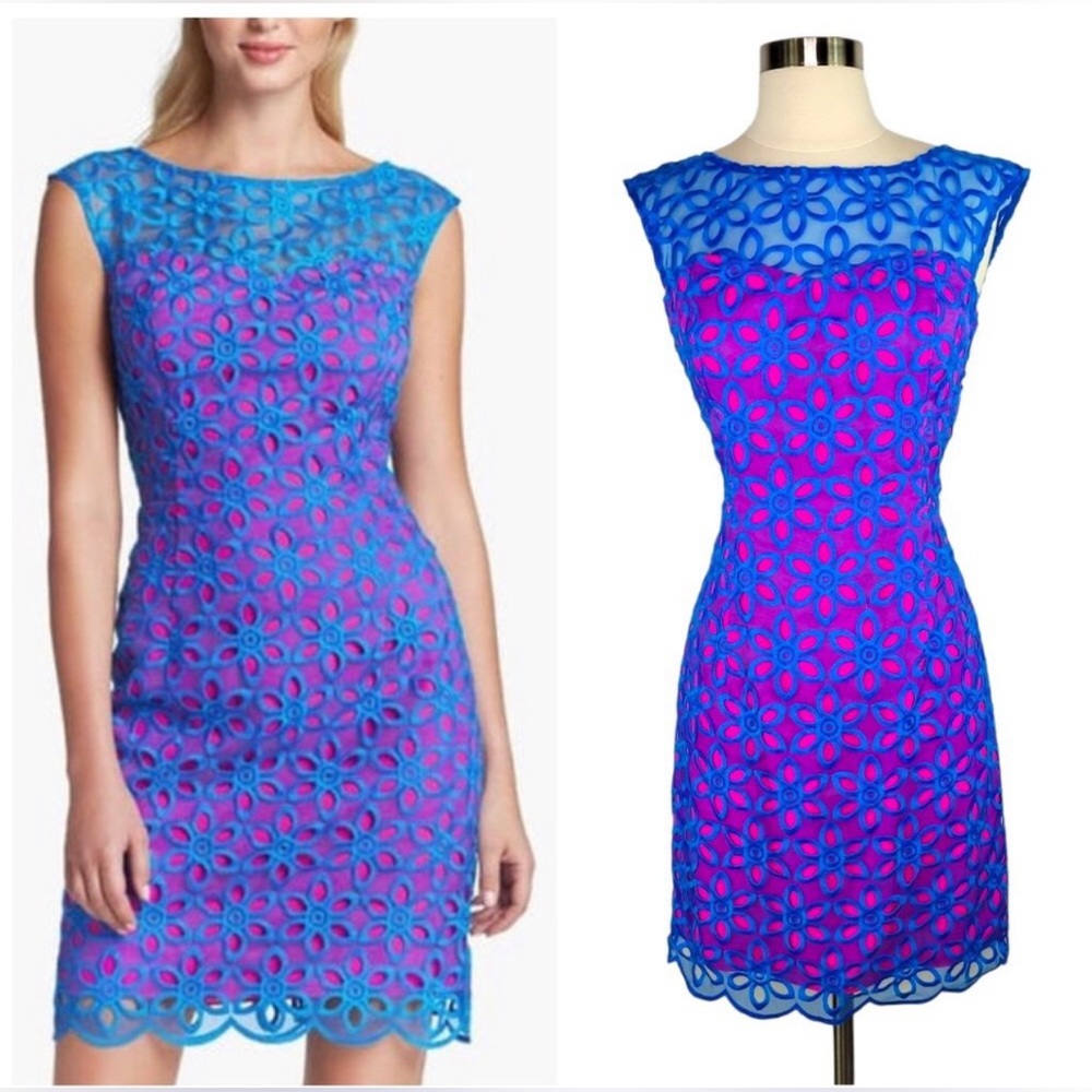 NWOT Lilly Pulitzer Selna Royce Blue Daisy Floral Eyelet Dress. Size 00